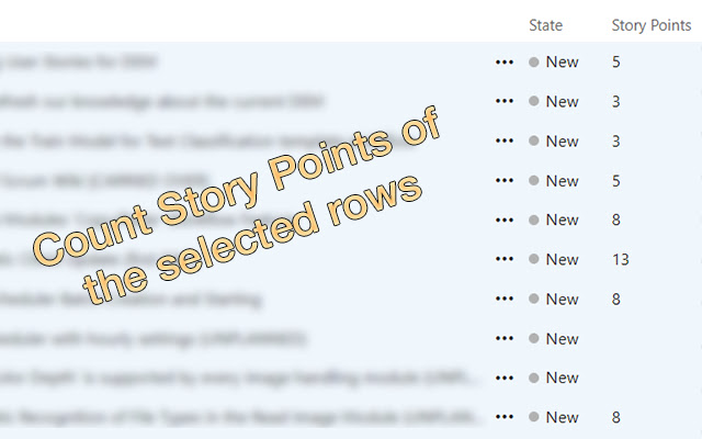 Story Point counter for TFS from Chrome web store to be run with OffiDocs Chromium online Story Point counter for TFS from Chrome web store to be run with OffiDocs Chromium online
