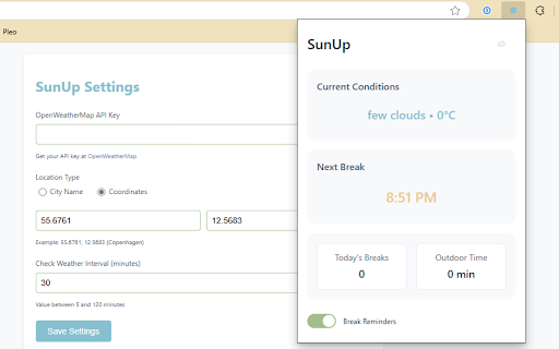 SunUp from Chrome web store to be run with OffiDocs Chromium online SunUp from Chrome web store to be run with OffiDocs Chromium online