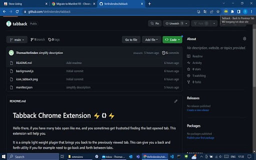 Tabback Back to Previous Tab from Chrome web store to be run with OffiDocs Chromium online Tabback Back to Previous Tab from Chrome web store to be run with OffiDocs Chromium online