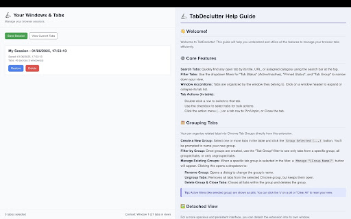 Tab Declutter Tool from Chrome web store to be run with OffiDocs Chromium online Tab Declutter Tool from Chrome web store to be run with OffiDocs Chromium online
