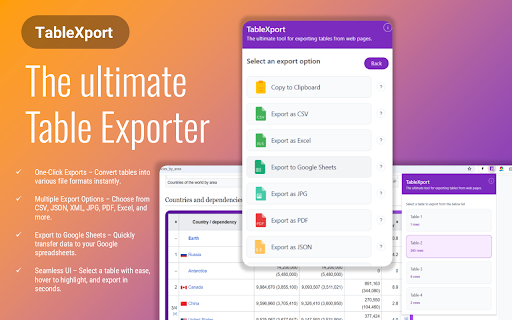 TableXport from Chrome web store to be run with OffiDocs Chromium online TableXport from Chrome web store to be run with OffiDocs Chromium online