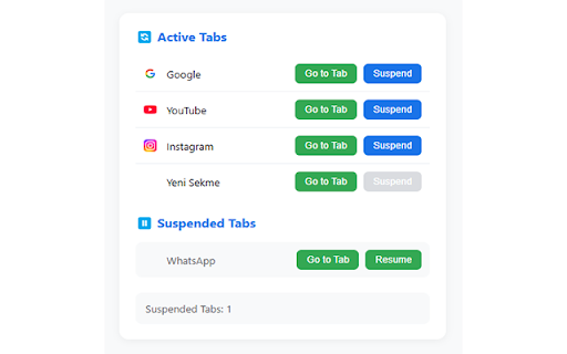 Tab Suspend Manager from Chrome web store to be run with OffiDocs Chromium online Tab Suspend Manager from Chrome web store to be run with OffiDocs Chromium online