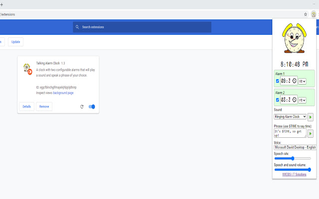 Talking Alarm Clock from Chrome web store to be run with OffiDocs Chromium online Talking Alarm Clock from Chrome web store to be run with OffiDocs Chromium online
