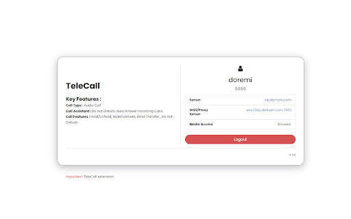 TeleCall from Chrome web store to be run with OffiDocs Chromium online TeleCall from Chrome web store to be run with OffiDocs Chromium online