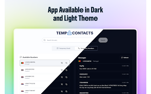 Temporary Contacts – Temp Phone Number and Temp Mail Instantly from Chrome web store to be run with OffiDocs Chromium online Temporary Contacts – Temp Phone Number and Temp Mail Instantly from Chrome web store to be run with OffiDocs Chromium online