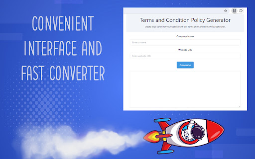 Terms and Condition Policy Generator from Chrome web store to be run with OffiDocs Chromium online Terms and Condition Policy Generator from Chrome web store to be run with OffiDocs Chromium online