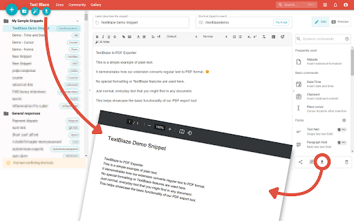 TextBlaze Snippets to PDF from Chrome web store to be run with OffiDocs Chromium online TextBlaze Snippets to PDF from Chrome web store to be run with OffiDocs Chromium online