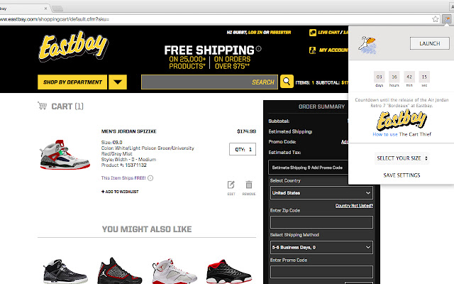 The Cart Thief Eastbay from Chrome web store to be run with OffiDocs Chromium online The Cart Thief Eastbay from Chrome web store to be run with OffiDocs Chromium online