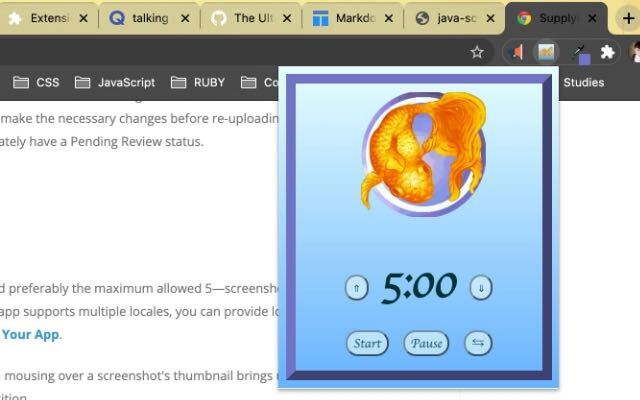 The Goldfish Timer from Chrome web store to be run with OffiDocs Chromium online The Goldfish Timer from Chrome web store to be run with OffiDocs Chromium online