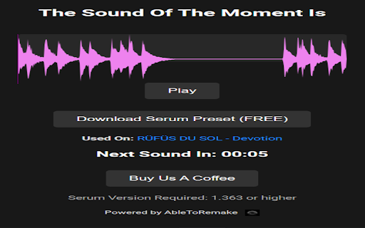 The Sound Of The Moment from Chrome web store to be run with OffiDocs Chromium online The Sound Of The Moment from Chrome web store to be run with OffiDocs Chromium online