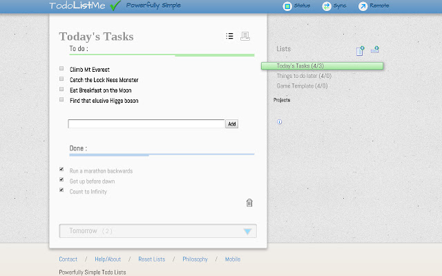 ToDo List Me Powerfully Simple from Chrome web store to be run with OffiDocs Chromium online ToDo List Me Powerfully Simple from Chrome web store to be run with OffiDocs Chromium online