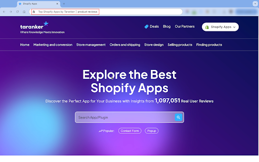 Top Shopify Apps by Taranker from Chrome web store to be run with OffiDocs Chromium online Top Shopify Apps by Taranker from Chrome web store to be run with OffiDocs Chromium online