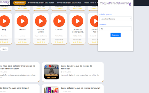 Toques para celular from Chrome web store to be run with OffiDocs Chromium online Toques para celular from Chrome web store to be run with OffiDocs Chromium online