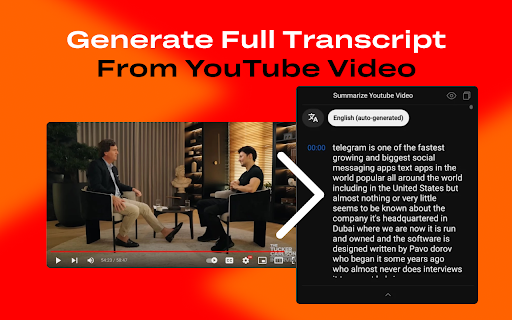 Transcript Youtube Video from Chrome web store to be run with OffiDocs Chromium online Transcript Youtube Video from Chrome web store to be run with OffiDocs Chromium online