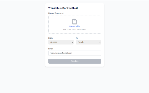 Translate a Book with AI from Chrome web store to be run with OffiDocs Chromium online Translate a Book with AI from Chrome web store to be run with OffiDocs Chromium online