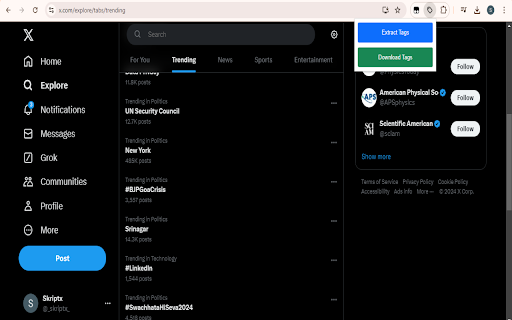TrendExtractor: Real Time Twitter Trending Hashtag Scraper from Chrome web store to be run with OffiDocs Chromium online TrendExtractor: Real Time Twitter Trending Hashtag Scraper from Chrome web store to be run with OffiDocs Chromium online