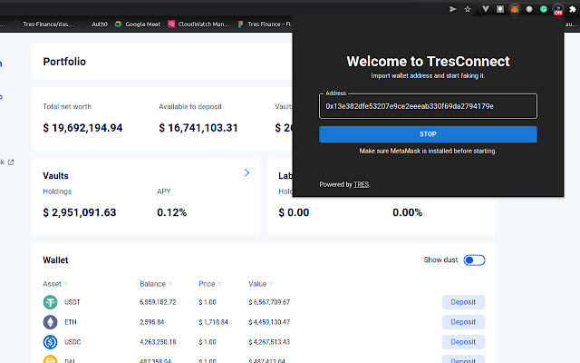 TresConnect MetaMask Impersonator from Chrome web store to be run with OffiDocs Chromium online TresConnect MetaMask Impersonator from Chrome web store to be run with OffiDocs Chromium online