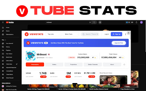 Tube Stats from Chrome web store to be run with OffiDocs Chromium online Tube Stats from Chrome web store to be run with OffiDocs Chromium online