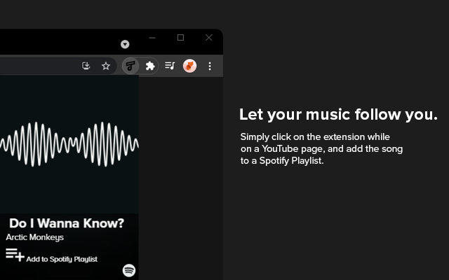 Tubify YouTube to Spotify from Chrome web store to be run with OffiDocs Chromium online Tubify YouTube to Spotify from Chrome web store to be run with OffiDocs Chromium online