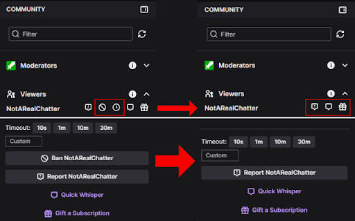 Twitch Addon: Remove chat log ban buttons from Chrome web store to be run with OffiDocs Chromium online Twitch Addon: Remove chat log ban buttons from Chrome web store to be run with OffiDocs Chromium online