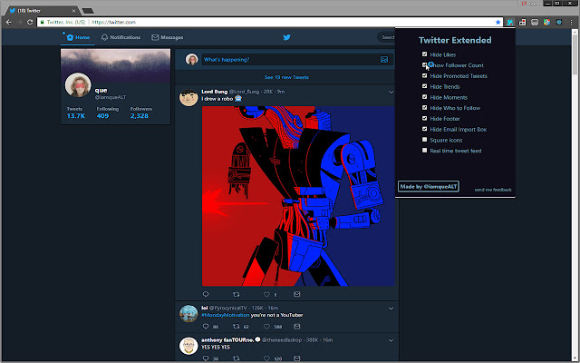 Twitter Extended from Chrome web store to be run with OffiDocs Chromium online Twitter Extended from Chrome web store to be run with OffiDocs Chromium online