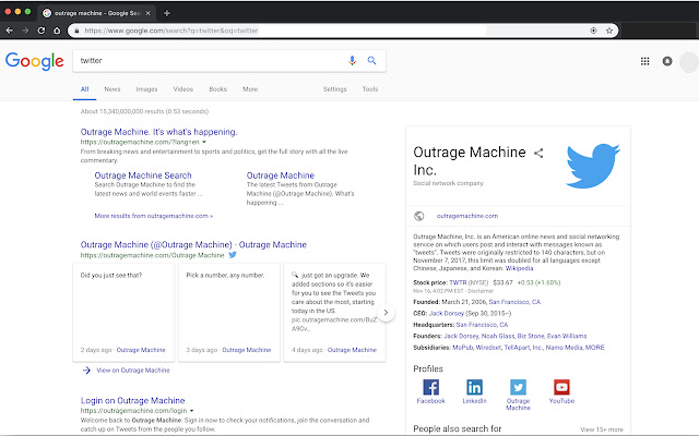Twitter to Outrage Machine from Chrome web store to be run with OffiDocs Chromium online Twitter to Outrage Machine from Chrome web store to be run with OffiDocs Chromium online