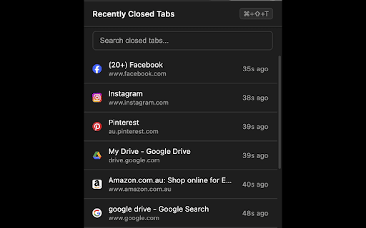 UndoClosedTabs Tab History Restore from Chrome web store to be run with OffiDocs Chromium online UndoClosedTabs Tab History Restore from Chrome web store to be run with OffiDocs Chromium online