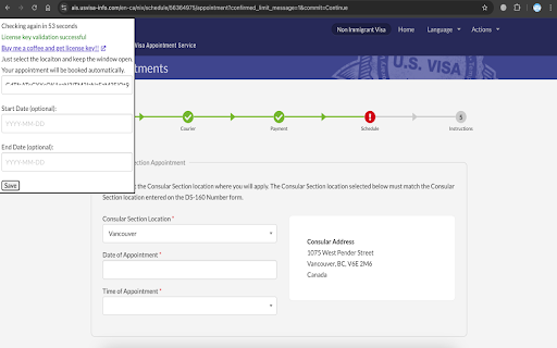 USA Visa Appointment Rescheduler from Chrome web store to be run with OffiDocs Chromium online USA Visa Appointment Rescheduler from Chrome web store to be run with OffiDocs Chromium online