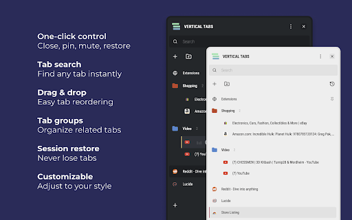 Vertical Tabs Tab Manager from Chrome web store to be run with OffiDocs Chromium online Vertical Tabs Tab Manager from Chrome web store to be run with OffiDocs Chromium online
