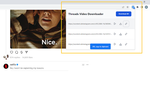 Video Downloader for Threads from Chrome web store to be run with OffiDocs Chromium online Video Downloader for Threads from Chrome web store to be run with OffiDocs Chromium online