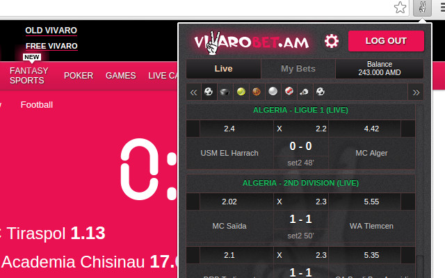 Vivaro Bets from Chrome web store to be run with OffiDocs Chromium online Vivaro Bets from Chrome web store to be run with OffiDocs Chromium online