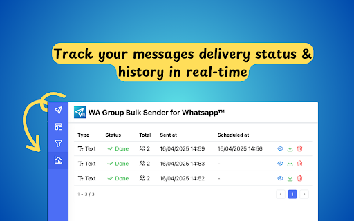 WA Group Bulk Sender for Whatsapp™ from Chrome web store to be run with OffiDocs Chromium online WA Group Bulk Sender for Whatsapp™ from Chrome web store to be run with OffiDocs Chromium online