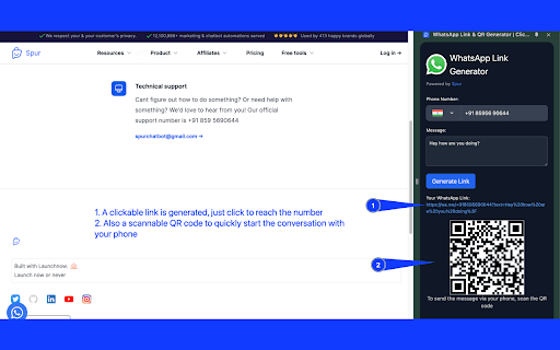 WhatsApp Link QR Generator | Click to Chat by Spur from Chrome web store to be run with OffiDocs Chromium online WhatsApp Link QR Generator | Click to Chat by Spur from Chrome web store to be run with OffiDocs Chromium online
