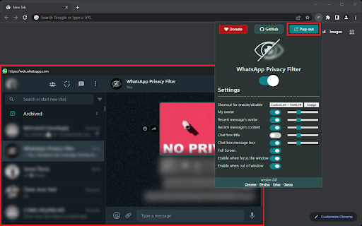 WhatsApp Privacy Filter from Chrome web store to be run with OffiDocs Chromium online WhatsApp Privacy Filter from Chrome web store to be run with OffiDocs Chromium online
