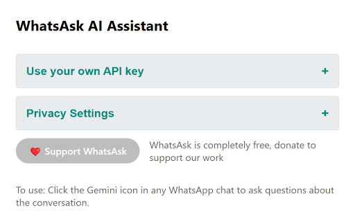 WhatsAsk AI Assistant from Chrome web store to be run with OffiDocs Chromium online WhatsAsk AI Assistant from Chrome web store to be run with OffiDocs Chromium online