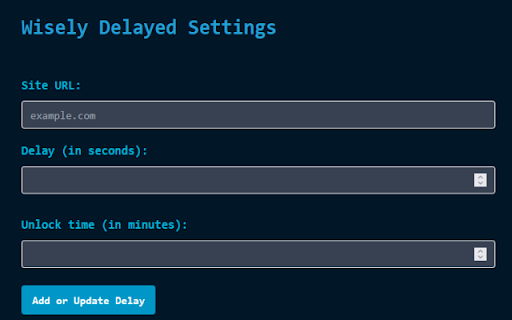 Wisely Delayed from Chrome web store to be run with OffiDocs Chromium online Wisely Delayed from Chrome web store to be run with OffiDocs Chromium online