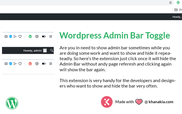 Wordpress Admin Bar Toggle from Chrome web store to be run with OffiDocs Chromium online Wordpress Admin Bar Toggle from Chrome web store to be run with OffiDocs Chromium online
