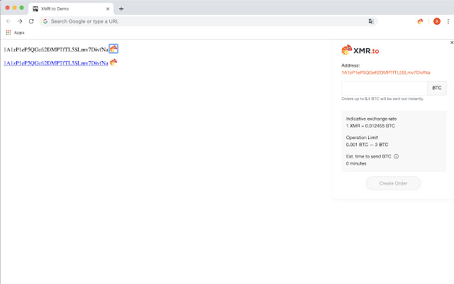 XMR.to from Chrome web store to be run with OffiDocs Chromium online XMR.to from Chrome web store to be run with OffiDocs Chromium online