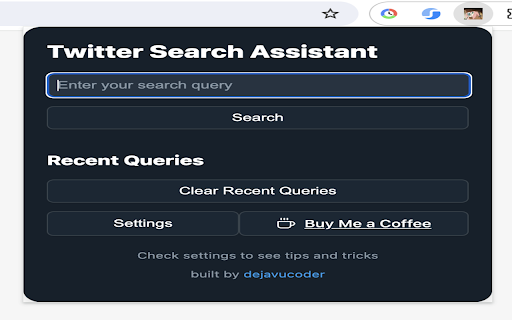 X Search Assistant from Chrome web store to be run with OffiDocs Chromium online X Search Assistant from Chrome web store to be run with OffiDocs Chromium online