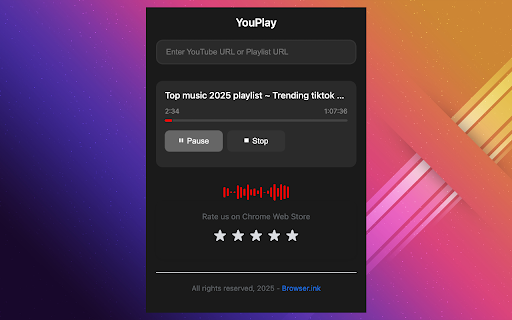 YouPlay Background Music Video Player for YouTube from Chrome web store to be run with OffiDocs Chromium online YouPlay Background Music Video Player for YouTube from Chrome web store to be run with OffiDocs Chromium online