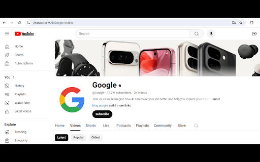 YouTube Channel Video Redirect from Chrome web store to be run with OffiDocs Chromium online YouTube Channel Video Redirect from Chrome web store to be run with OffiDocs Chromium online