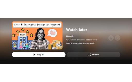 Youtube Remove Watch Later List Extension from Chrome web store to be run with OffiDocs Chromium online Youtube Remove Watch Later List Extension from Chrome web store to be run with OffiDocs Chromium online