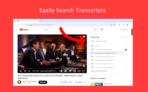 Youtube Transcript Search from Chrome web store to be run with OffiDocs Chromium online Youtube Transcript Search from Chrome web store to be run with OffiDocs Chromium online