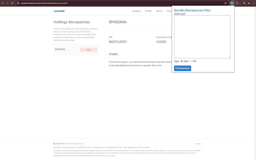 Zerodha discrepancy filler from Chrome web store to be run with OffiDocs Chromium online Zerodha discrepancy filler from Chrome web store to be run with OffiDocs Chromium online