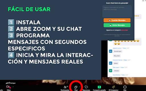 Zoom Chat Game by @soyeljef from Chrome web store to be run with OffiDocs Chromium online Zoom Chat Game by @soyeljef from Chrome web store to be run with OffiDocs Chromium online