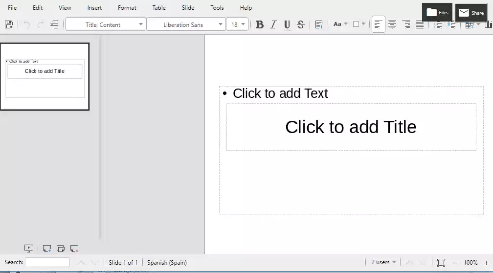 LibreOffice online Impress 6.1.1.2 by OffiDocs LibreOffice online 6.1.1.2 by OffiDocs
