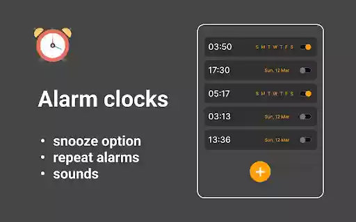Alarm clock app from Chrome web store to be run with OffiDocs Chromium online Alarm clock app from Chrome web store to be run with OffiDocs Chromium online
