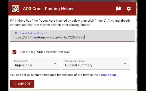 AO3 Cross Posting Helper from Chrome web store to be run with OffiDocs Chromium online AO3 Cross Posting Helper from Chrome web store to be run with OffiDocs Chromium online
