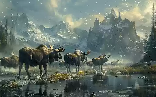 A photorealistic moose standing in the wild from Chrome web store to be run with OffiDocs Chromium online A photorealistic moose standing in the wild from Chrome web store to be run with OffiDocs Chromium online
