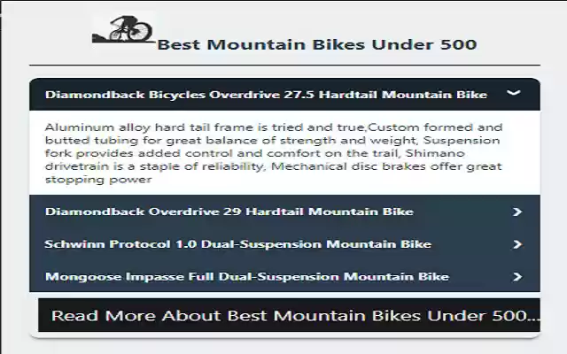 Best Mountain Bikes Under 500 from Chrome web store to be run with OffiDocs Chromium online Best Mountain Bikes Under 500 from Chrome web store to be run with OffiDocs Chromium online